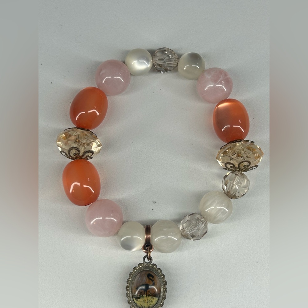 Q123. Moonglow Acrylic Beaded Stretch Bracelet